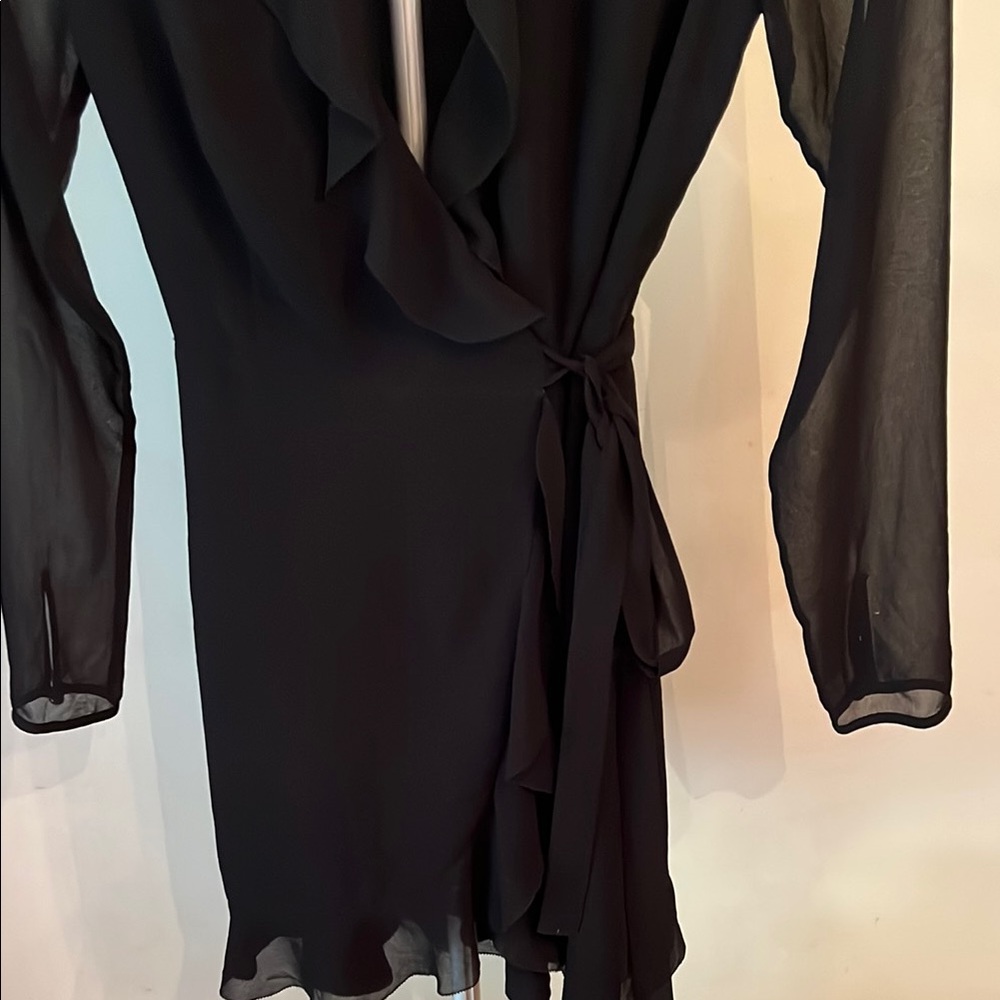 Wilfred Black Long Sleeve Cut Out Wrap Dress - Picture 5 of 8